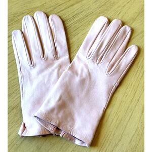 VTG Womens Lambskin Leather Gloves Pale Pink Unlined Keyhole Wrist Size 7.5